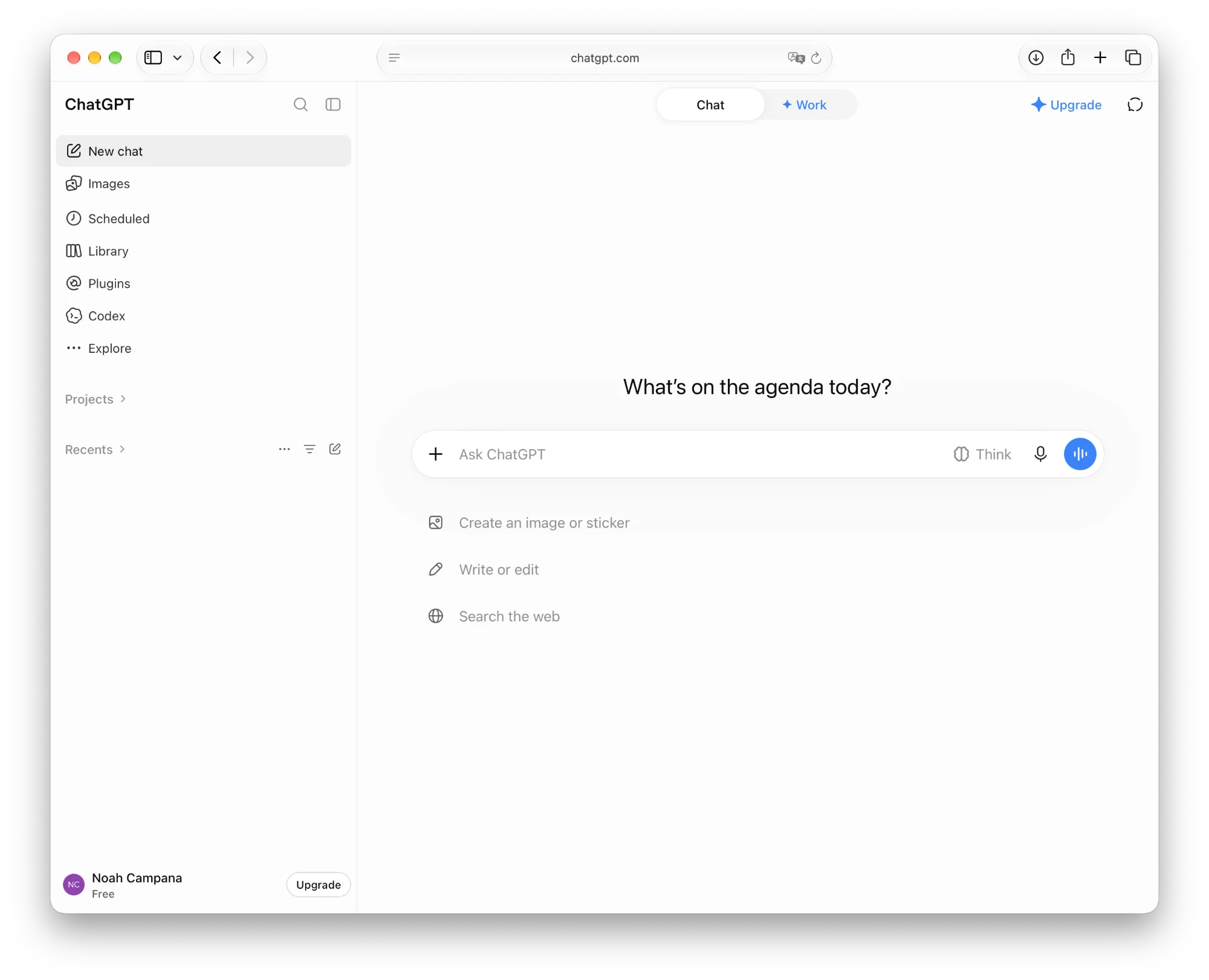 Click your name in the lower left.